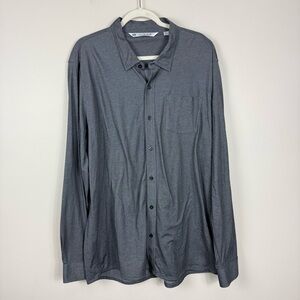 Travis Mathew Long Sleeve Button Up Mens XXL Dark Gray Cotton Shirt Office Work